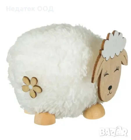 Великденска дървена декоративна фигура, Агънце, Бял, 10 см, снимка 2 - Декорация за дома - 48714764