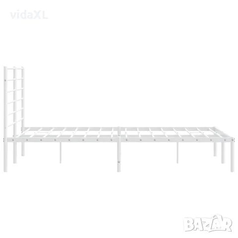 vidaXL Метална рамка за легло с горна табла, бяла, 120x190 см, снимка 7 - Спални и легла - 56147201