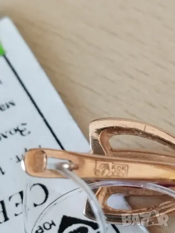 Руски златни обеци с рубини, снимка 5 - Обеци - 47652193