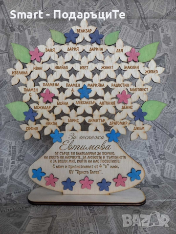 Подарък за завършване за учителка с имената на група, клас
