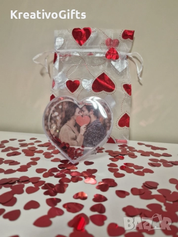 Преспапие във формата на сърце със снимка по твой избор, снимка 1