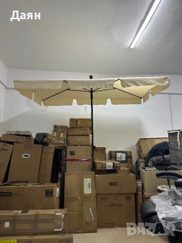 Правоъгълен градински чадър 200х125см, регулируема височина 