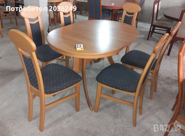 Комплект масивна разтегателна маса с 6 стола, снимка 2 - Маси - 53772420