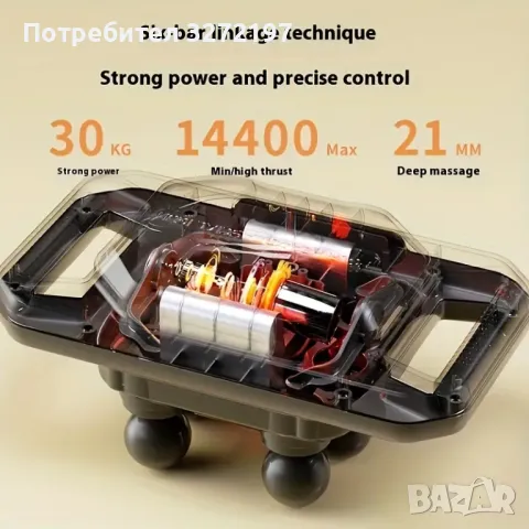 2024 USB Шестглав масажен пистолет за цялото тяло, презареждаема батерия, снимка 4 - Масажори - 48434318