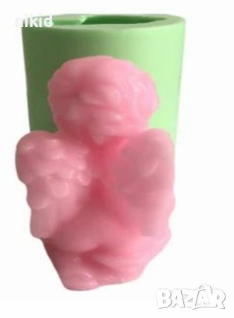 3D висок ангел цилиндър силиконов молд форма фондан гипс свещ декор украса кръщене, снимка 4 - Форми - 42195462