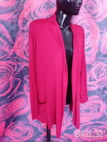 Ярко червена памучна жилетка 2ХЛ, снимка 3 - Жилетки - 51342831