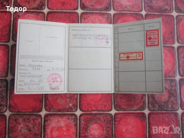 Стара немска карта червен кръст, снимка 2 - Колекции - 36100832