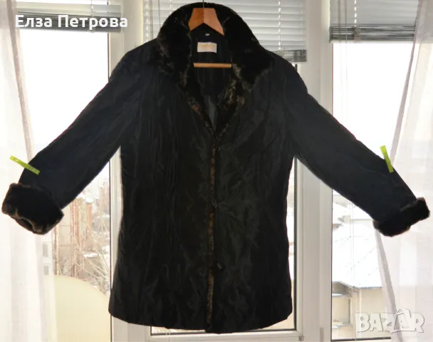 Зимно черно шушляково яке с яка от изкуствен косъм; 5XL÷6XL, снимка 4 - Якета - 43805849