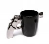 Код 89172 Забавна порцеланова чаша в черен цвят със сребриста дръжка във формата на пистолет., снимка 4