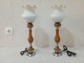 Комплект от две старинни дървени лампи - лампа, снимка 1 - Настолни лампи - 44276481