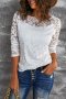 Дамска дантелена блуза в бяло с ефектно деколте, снимка 1 - Блузи с дълъг ръкав и пуловери - 42399570