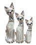 Статуетки Ahelos, Котки, Дървени, 3 броя комплект, 30,40,50 см