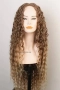 Омбре къдрици 80 см - кафява перука с реалистичен път 13x4x1, снимка 9