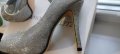 Елегантни дамски обувки на ток в сребърно 38 номер, снимка 4