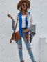Дамска широка модна жилетка с цветни блокове, 2цвята - 023, снимка 2