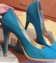 Сини дамски обувки на ток, снимка 3