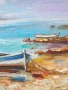 Димитър Генев 33x27см/малка българска картина масло върху платно/морски пейзаж/рибарски лодки, снимка 3