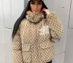The North Face x Gucci Дамско Зимно Яке С Качулка Монограм И Оранжева Подплата Код E185, снимка 5
