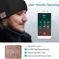 зимна плетена, музикална шапка с Bluetooth и Hands Free, универсална, снимка 2 - Шапки - 39337893