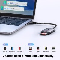 GREEN USB 3.0 четец 2-в-1 SD/TF с два слота, SDHC, SDXC, MMC Micro, RS MMC, Micro SD, алуминиев корп, снимка 4 - Други - 41608220