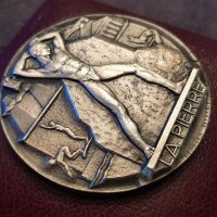  Френски 1968 сребърен Медал Каменоделец от РИДЕ орден плакет, снимка 7 - Нумизматика и бонистика - 41344160