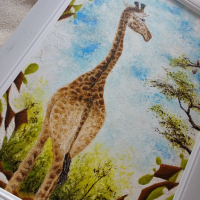 Картина "Жирафче" 19/27 см., снимка 1 - Картини - 42654510