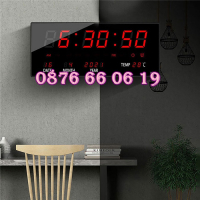 LED стенен електронен часовник 36 см, календар/термометър, снимка 3 - Стенни часовници - 44756669
