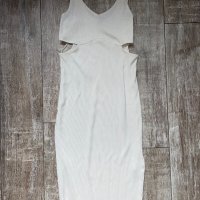 Елегантна нова ежедневна удобна бяла рокля рипс еластична рязана в талията, снимка 2 - Рокли - 41828903