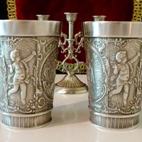 Халба,чаша от калай,ловна тема. , снимка 2 - Антикварни и старинни предмети - 41790809