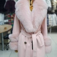 Дамско луксозно палто кашмир вълна и лисица код 346, снимка 1 - Палта, манта - 39712796