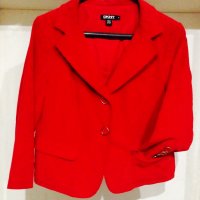 DKNY Donna Karan червено сако от памучно кадифе , снимка 3 - Сака - 39306486