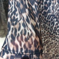 -30% Дълга рокля в леопардов принт с леко прозрачни ръкави , снимка 3 - Рокли - 39644072