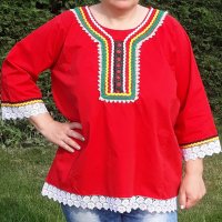 Дамска фолклорна риза червена, снимка 2 - Ризи - 41358526