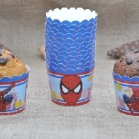 10 бр Спайдърмен spiderman хартиени кошнички капсули поставки чашки за кексчета мъфини, снимка 3 - Други - 37972659