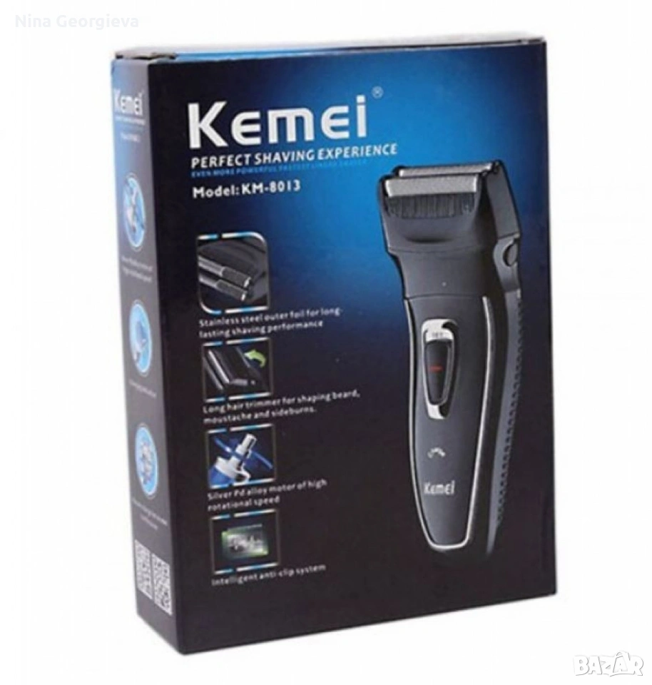 Тример за мъже Kemei KM-8013 с миеща се глава, Черен, снимка 1