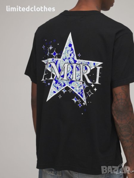 AMIRI Black Paisley Star Logo Print Мъжка Тениска size S , M и L, снимка 1