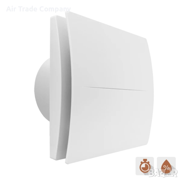 QD/ Ø100HT BB – Вентилатор за баня с клапа, сачмени лагери, таймер и датчик за влага, снимка 1