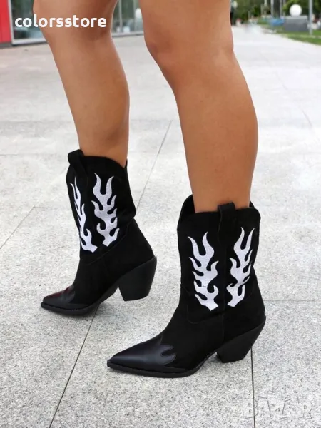 Боти на ток - черно и бяло - KB1, снимка 1