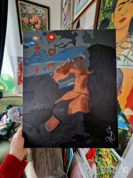 Красива Рисувана Картина Меланхолия , снимка 1