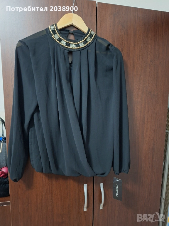 Дамска черна блуза, снимка 1