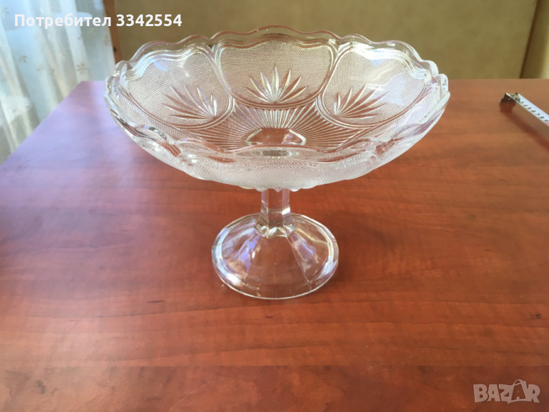 ФРУКТИЕРА СЪД СТЪКЛЕН РЕЛЕФ ДЕБЕЛОСТЕНЕН ОТ СОЦА, снимка 1