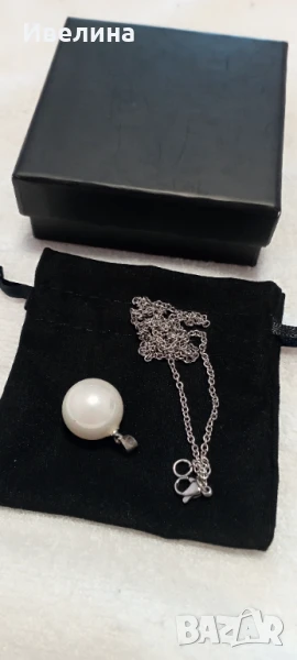 Колие с керамична перла, стомана, 20 лв, снимка 1