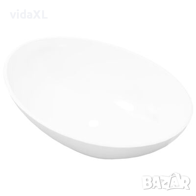 vidaXL Луксозна керамична мивка с овална форма, бяла, 40x33 см（SKU:140674, снимка 1