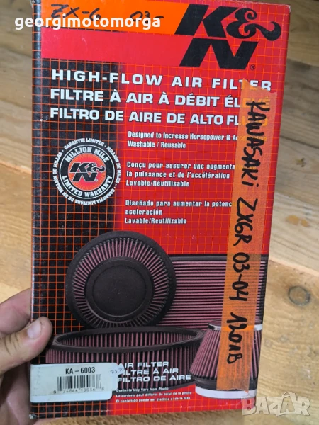 K&N Kawasaki zx6r 03-04 въздушен филтър , снимка 1