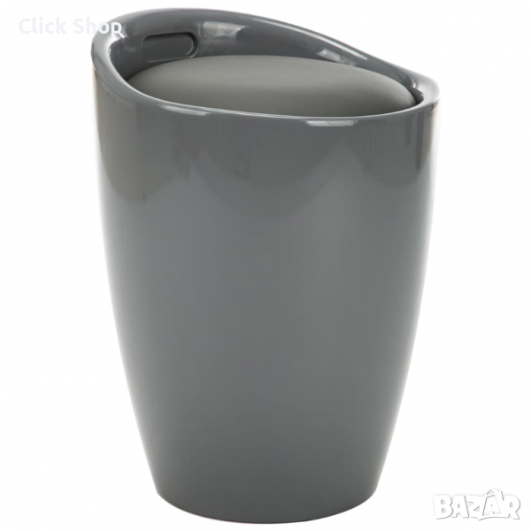 Табуретка за съхранение, сива, изкуствена кожа, снимка 1