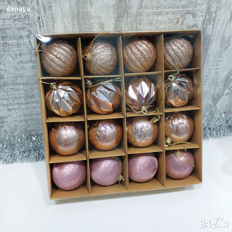 6172 Комплект коледни топки за елха 6 см, 16 броя микс, снимка 1