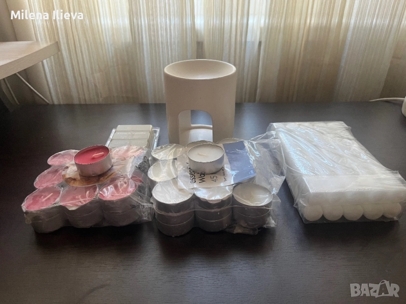 🕯️ Комплект ароматни и декоративни свещи с керамичен ароматизатор за свещи и масла 🌸, снимка 1