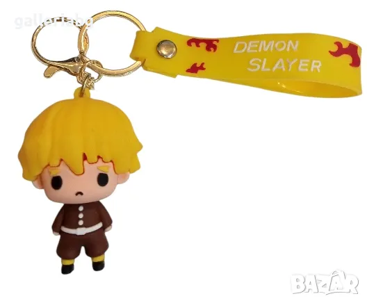 Anime Ключодържател: Гумена фигурка на Zenitsu Agatsuma от Demon Slayer - Манга, снимка 1