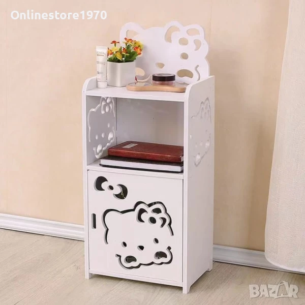 Бяло малко нощно шкафче с три нива Hello kitty, снимка 1