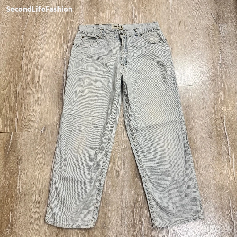 Винтидж мъжки дънки JOHN F GEE W32 L26, бяло-сини, ретро с цип, снимка 1